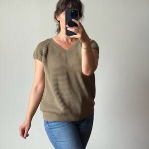 MARC JACOBS Olive Knit Sleeveless Raglan Top